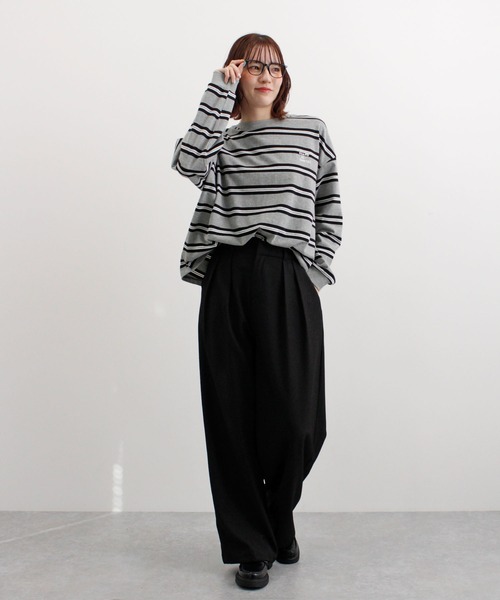 ABYS（アビス）の「ロゴ刺繍ボーダーロンT（Tシャツ/カットソー・レディース・グレー/アイボリー/ネイビー/ブルー・FREE）」の17枚目の写真