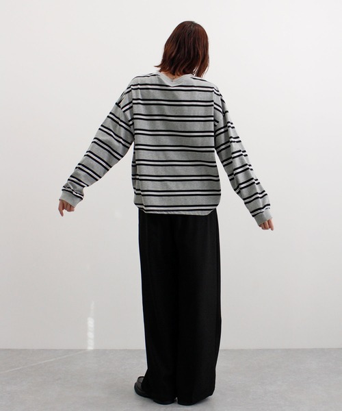 ABYS（アビス）の「ロゴ刺繍ボーダーロンT（Tシャツ/カットソー・レディース・グレー/アイボリー/ネイビー/ブルー・FREE）」の20枚目の写真