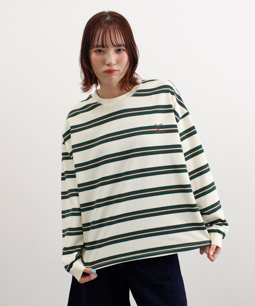 ABYS（アビス）の「ロゴ刺繍ボーダーロンT（Tシャツ/カットソー・レディース・グレー/アイボリー/ネイビー/ブルー・FREE）」の21枚目の写真