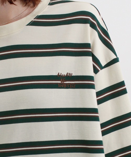 ABYS（アビス）の「ロゴ刺繍ボーダーロンT（Tシャツ/カットソー・レディース・グレー/アイボリー/ネイビー/ブルー・FREE）」の22枚目の写真