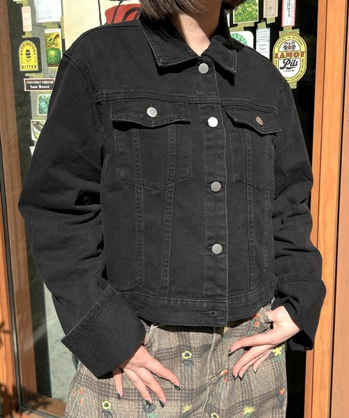 LAC-VERT(ラック・ヴェール)の「ワイドスリーブデニムジャケット(デニムジャケット・レディース・ブラック/ライトブルー/ブルー/ネイビー・FREE)」の2枚目の写真