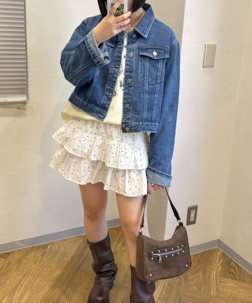 LAC-VERT(ラック・ヴェール)の「ワイドスリーブデニムジャケット(デニムジャケット・レディース・ブラック/ライトブルー/ブルー/ネイビー・FREE)」の18枚目の写真