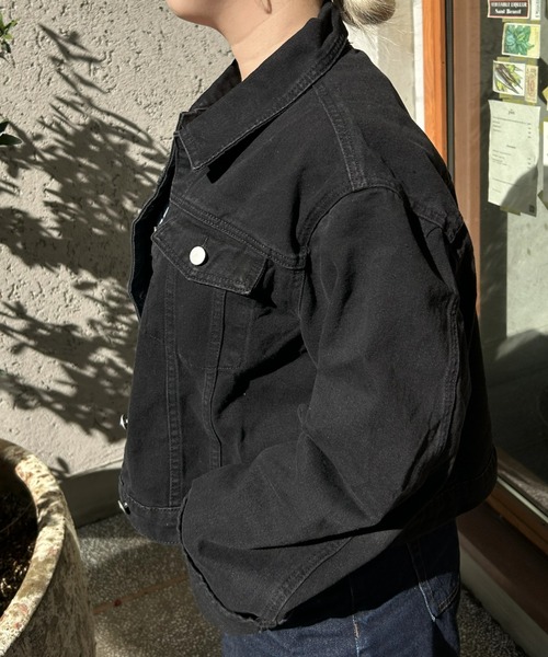 LAC-VERT(ラック・ヴェール)の「ワイドスリーブデニムジャケット(デニムジャケット・レディース・ブラック/ライトブルー/ブルー/ネイビー・FREE)」の21枚目の写真