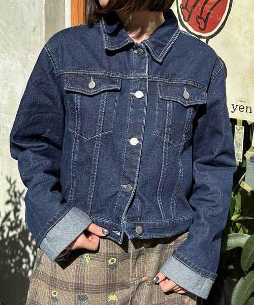 LAC-VERT(ラック・ヴェール)の「ワイドスリーブデニムジャケット(デニムジャケット・レディース・ブラック/ライトブルー/ブルー/ネイビー・FREE)」の17枚目の写真