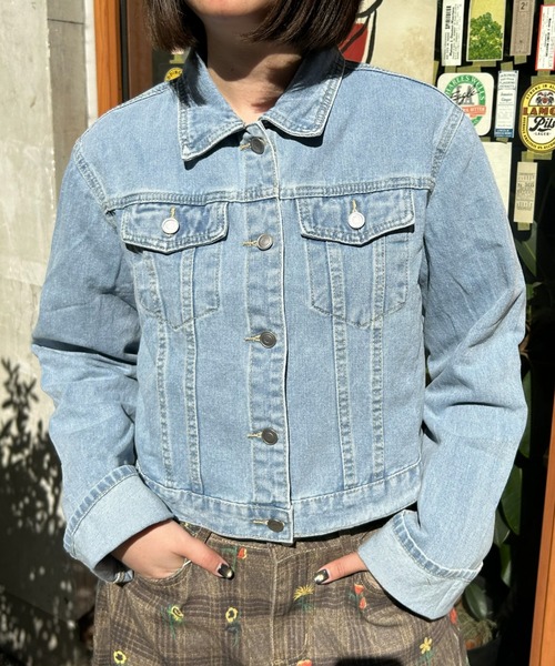 LAC-VERT(ラック・ヴェール)の「ワイドスリーブデニムジャケット(デニムジャケット・レディース・ブラック/ライトブルー/ブルー/ネイビー・FREE)」の11枚目の写真