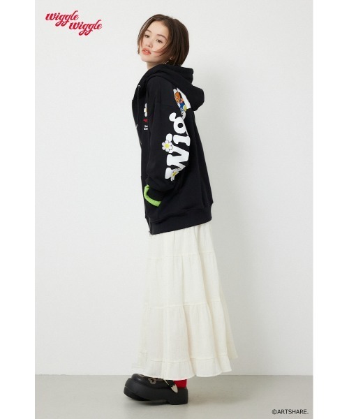 RODEO CROWNS WIDE BOWL（ロデオクラウンズワイドボウル）の「(wiggle wiggle)ZIPパーカー（パーカー・レディース・グレー×ホワイト/ブラック/ピンク・FREE）」の14枚目の写真