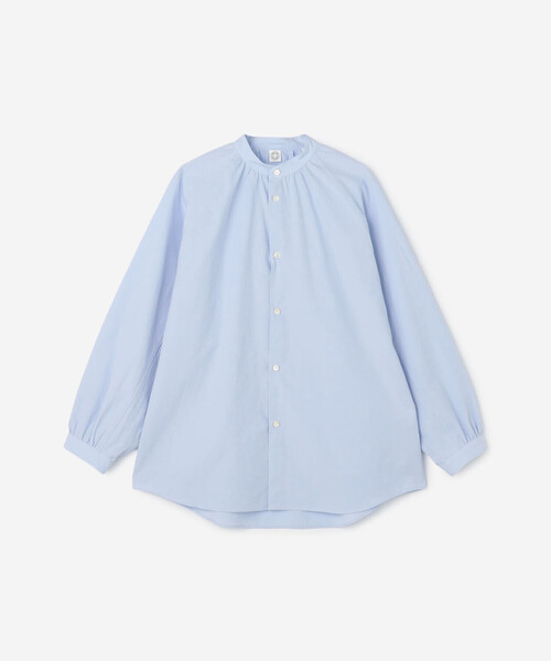 ORCIVAL（オーシバル）の「ORCIVAL | コットンタイプライター 長袖バンドカラーシャツ WOMEN（シャツ/ブラウス・レディース・アイボリー/サックスブルー・1）」の3枚目の写真