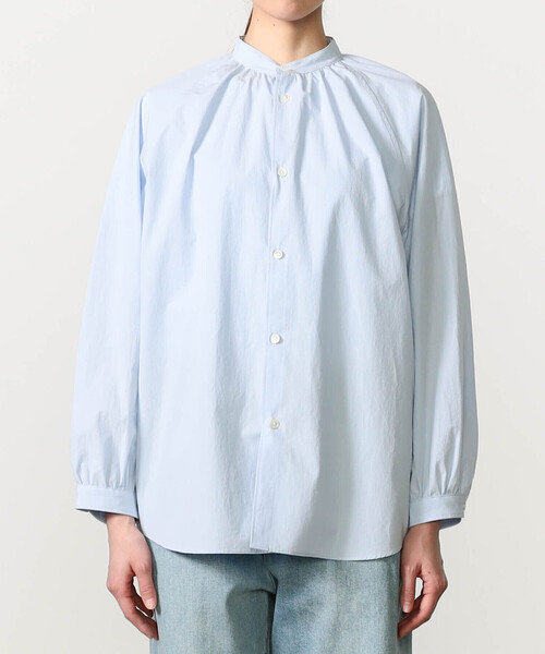 ORCIVAL（オーシバル）の「ORCIVAL | コットンタイプライター 長袖バンドカラーシャツ WOMEN（シャツ/ブラウス・レディース・アイボリー/サックスブルー・1）」の8枚目の写真