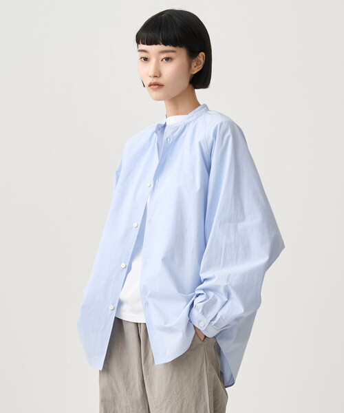 ORCIVAL | コットンタイプライター 長袖バンドカラーシャツ WOMEN
