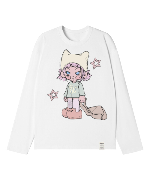 GRAVER（グレーバー）の「[UNISEX]GRAEGIRL ロングスリーブTシャツ_WHITE（Tシャツ/カットソー・レディース・ホワイト・MEDIUM/LARGE）」の2枚目の写真