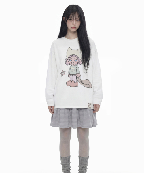 GRAVER（グレーバー）の「[UNISEX]GRAEGIRL ロングスリーブTシャツ_WHITE（Tシャツ/カットソー・レディース・ホワイト・MEDIUM/LARGE）」の4枚目の写真