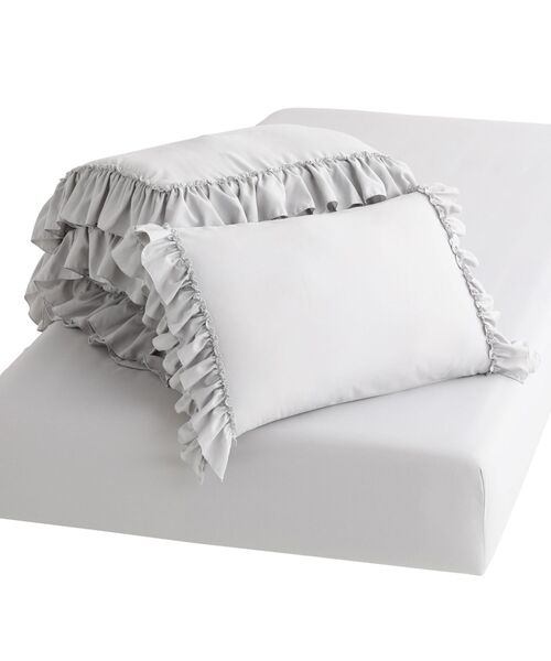 オンラインショップ限定】かんたん寝具セット フリル ダブル グレー 4
