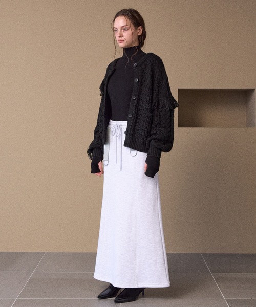 MIELI INVARIANT（ミエリインヴァリアント）の「Fringe Spot Knit Cardigan（カーディガン/ボレロ・レディース・アイボリー/ブラック・FREE）」の3枚目の写真