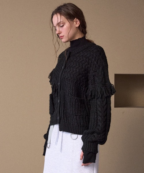 MIELI INVARIANT（ミエリインヴァリアント）の「Fringe Spot Knit Cardigan（カーディガン/ボレロ・レディース・アイボリー/ブラック・FREE）」の20枚目の写真