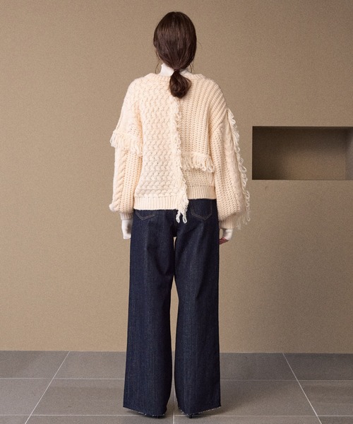 MIELI INVARIANT（ミエリインヴァリアント）の「Fringe Spot Knit Cardigan（カーディガン/ボレロ・レディース・アイボリー/ブラック・FREE）」の18枚目の写真