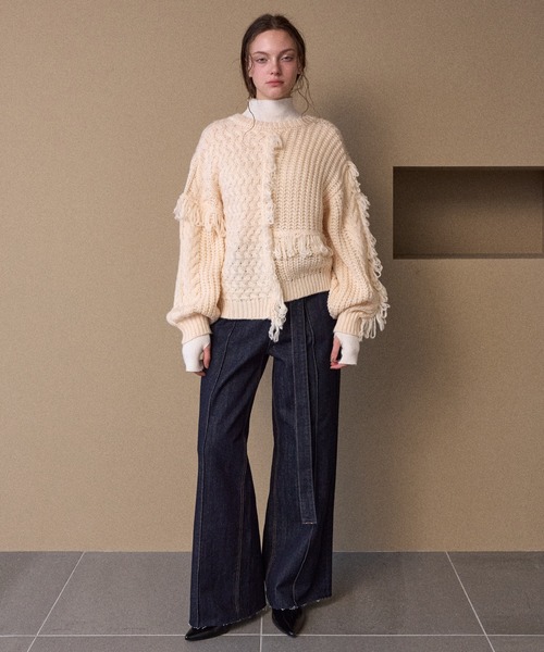 MIELI INVARIANT（ミエリインヴァリアント）の「Fringe Spot Knit Cardigan（カーディガン/ボレロ・レディース・アイボリー/ブラック・FREE）」の15枚目の写真