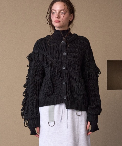 MIELI INVARIANT（ミエリインヴァリアント）の「Fringe Spot Knit Cardigan（カーディガン/ボレロ・レディース・アイボリー/ブラック・FREE）」の19枚目の写真