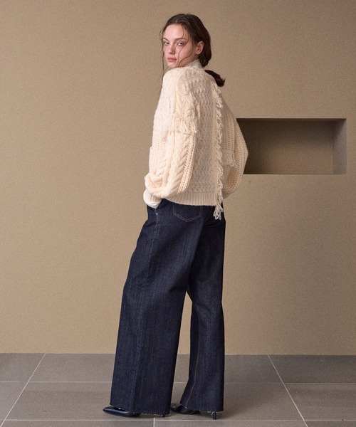 MIELI INVARIANT（ミエリインヴァリアント）の「Fringe Spot Knit Cardigan（カーディガン/ボレロ・レディース・アイボリー/ブラック・FREE）」の17枚目の写真