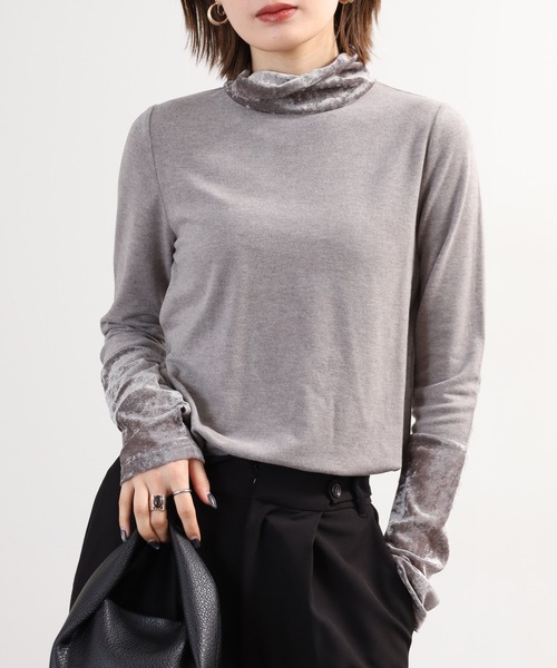 FUNALIVE(ファンアライブ)の「CHILLO チュール切替タートルジャージ 長袖(Tシャツ/カットソー・レディース・ベージュ/ブラック/グレー・M/S/LL/L)」の9枚目の写真