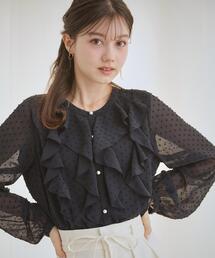 couture brooch | 【洗える・着映え】ドビードット フリルブラウス(シャツ/ブラウス)