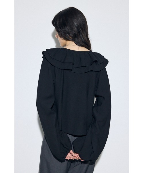 AZUL by moussy(アズールバイマウジー)の「ラッフルロングスリーブブラウス(シャツ/ブラウス・レディース・アイボリー/ブラック/ストライプ・FREE)」の15枚目の写真