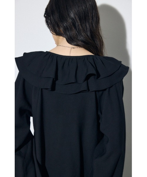 AZUL by moussy(アズールバイマウジー)の「ラッフルロングスリーブブラウス(シャツ/ブラウス・レディース・アイボリー/ブラック/ストライプ・FREE)」の18枚目の写真