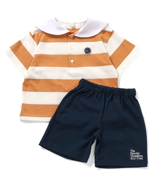 apres les cours（アプレレクール）の「セーラーボーダーセットアップ（セットアップ・キッズ・オレンジ/ブルー・130/120/110/100/90/80）」の14枚目の写真