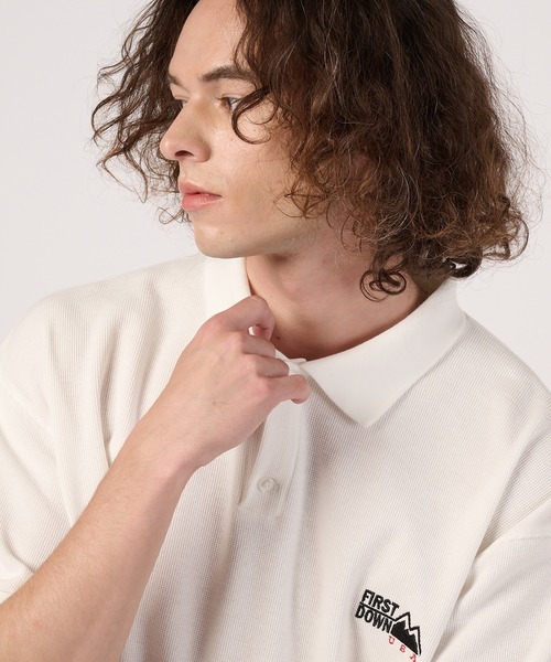 FIRST DOWN(ファーストダウン)の「サーマル スリーブポロシャツ(ポロシャツ・メンズ・チャコールグレー/アイボリー・M/L/XL)」の3枚目の写真