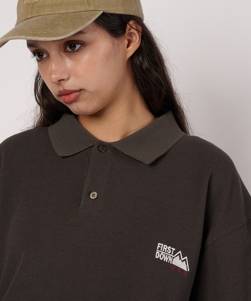 FIRST DOWN(ファーストダウン)の「サーマル スリーブポロシャツ(ポロシャツ・メンズ・チャコールグレー/アイボリー・M/L/XL)」の10枚目の写真