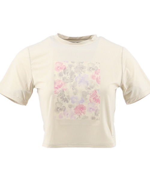 TIGORA（ティゴラ）の「ティゴラ TIGORA クロップドTシャツ柄（Tシャツ/カットソー・レディース・ライラック/ライトベージュ・S/M/L/XL）」の2枚目の写真