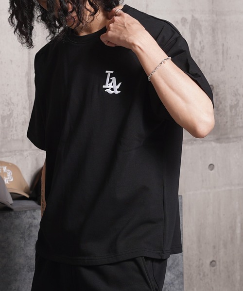 STAY GOLD（ステイゴールド）の「【STAYGOLD】LA ロゴ刺繍 ショート丈 ボックスシルエット 裏毛スウェットTシャツ / セットアップ対応 / LA Logo Embroidered Sweatshirt T-Shirt（Tシャツ/カットソー・レディース・ブラック/ホワイト/グリーン/ネイビー/グレー・XL/M/L）」の8枚目の写真