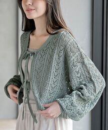 rps（アールピーエス）の「フロントリボン透かし編みニットカーディガン（カーディガン/ボレロ）」