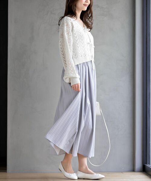 rps（アールピーエス）の「フロントリボン透かし編みニットカーディガン（カーディガン/ボレロ・レディース・ブラック/ミント/オフホワイト・フリー）」の7枚目の写真