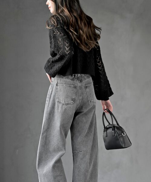 rps（アールピーエス）の「フロントリボン透かし編みニットカーディガン（カーディガン/ボレロ・レディース・ブラック/ミント/オフホワイト・フリー）」の14枚目の写真