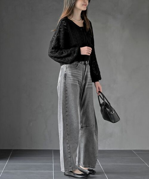 rps（アールピーエス）の「フロントリボン透かし編みニットカーディガン（カーディガン/ボレロ・レディース・ブラック/ミント/オフホワイト・フリー）」の15枚目の写真