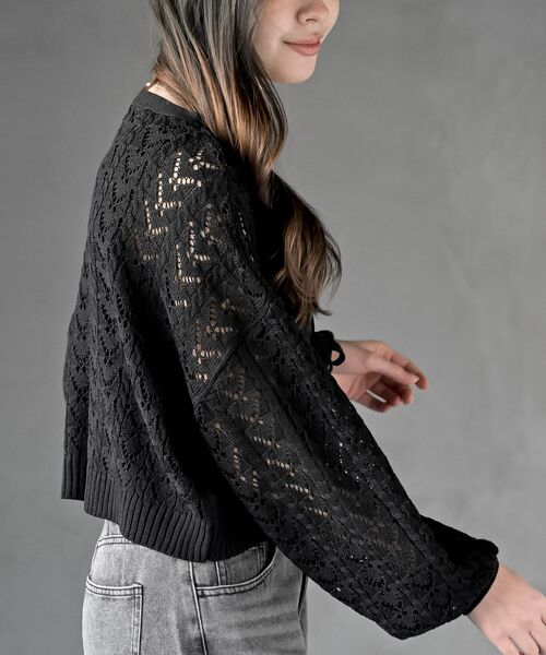 rps（アールピーエス）の「フロントリボン透かし編みニットカーディガン（カーディガン/ボレロ・レディース・ブラック/ミント/オフホワイト・フリー）」の19枚目の写真