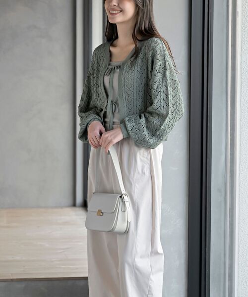 rps（アールピーエス）の「フロントリボン透かし編みニットカーディガン（カーディガン/ボレロ・レディース・ブラック/ミント/オフホワイト・フリー）」の21枚目の写真