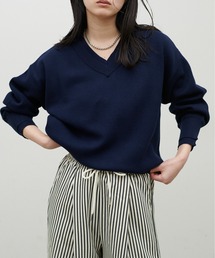 LARUTA（ラルータ）の「【LARUTA】スウェットライクダブルジャガード2重Vネックニットプルオーバー（ニット/セーター）」