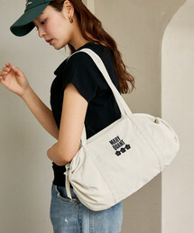 PUBLUX（パブリュクス）の「MARY QUANT × PUBLUX/マリークワント ロゴ刺繍 ギャザー ボストンバッグ　限定展開（ボストンバッグ）」