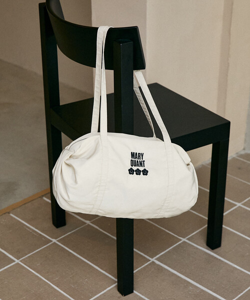 MARY QUANT × PUBLUX/マリークワント ロゴ刺繍 ギャザー ボストン