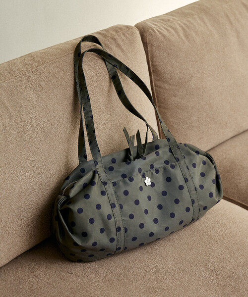 MARY QUANT × PUBLUX/マリークワント ロゴ刺繍 ギャザー ボストン