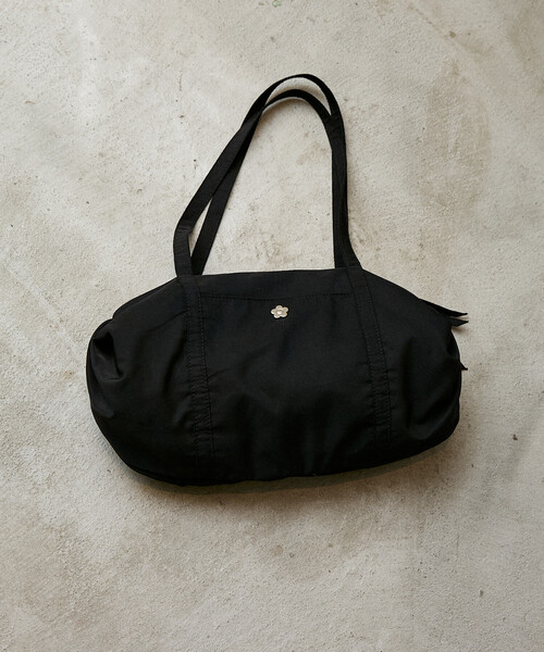 MARY QUANT × PUBLUX/マリークワント ロゴ刺繍 ギャザー ボストン