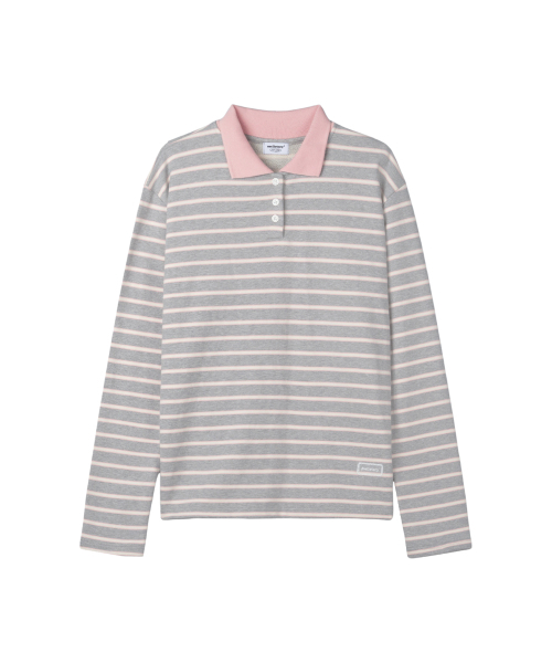 MELLOTORY(メロートリー)の「ソフトカラーストライプTシャツ (2色)(ポロシャツ・レディース・ライトグレー/ネイビー・FREE)」の7枚目の写真