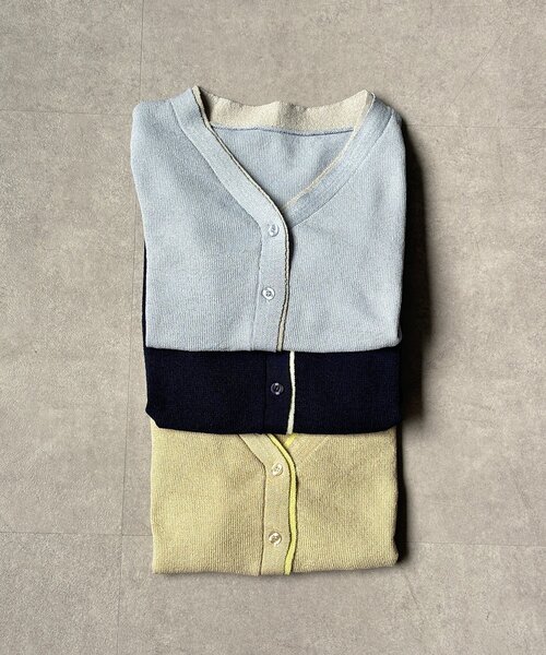 Thevon（ゼボン）の「バイカラー5分袖ショートパフカーディガン（カーディガン/ボレロ・レディース・ベージュ/ネイビー/サックスブルー・FREE）」の18枚目の写真