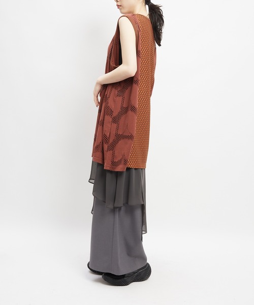 gomme(ゴム)の「ロングメッシュT(Tシャツ/カットソー・レディース・ブラウン/ホワイト/ブラック・MEDIUM)」の22枚目の写真