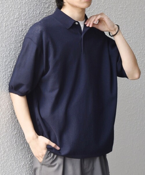 SHIPS any(シップス エニィ)の「SHIPS any:〈手洗い可能〉TEXBRID(R) ドライタッチ サマー ニット ポロシャツ◇(ポロシャツ・メンズ・ブラック/グレー/ネイビー・X-LARGE/LARGE/MEDIUM)」の4枚目の写真