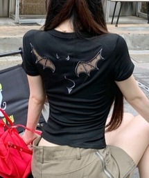 【26年春夏新作】羽デザイン ドット柄レース 半袖Tシャツ