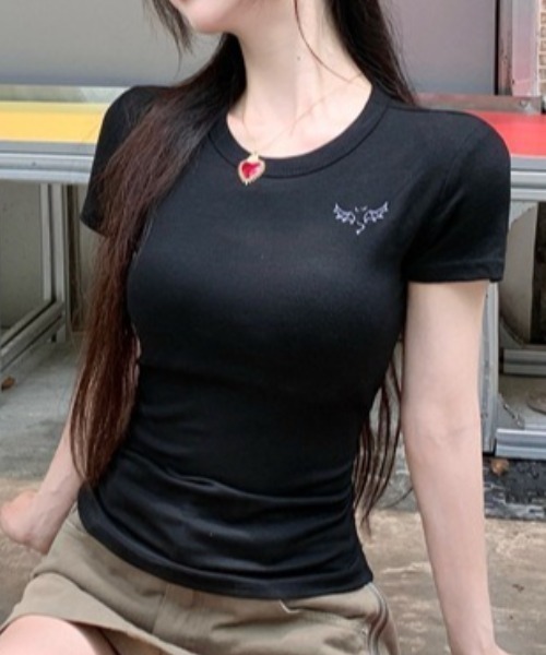 lilful（リルフル）の「【26年春夏新作】羽デザイン ドット柄レース 半袖Tシャツ（Tシャツ/カットソー・レディース・ブラック/グレー・M/S）」の12枚目の写真