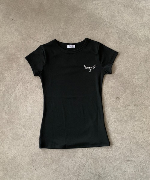 lilful（リルフル）の「【26年春夏新作】羽デザイン ドット柄レース 半袖Tシャツ（Tシャツ/カットソー・レディース・ブラック/グレー・M/S）」の3枚目の写真