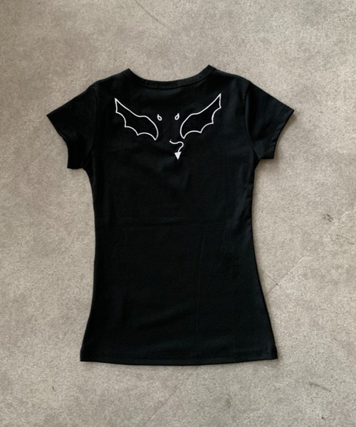 lilful（リルフル）の「【26年春夏新作】羽デザイン ドット柄レース 半袖Tシャツ（Tシャツ/カットソー・レディース・ブラック/グレー・M/S）」の4枚目の写真
